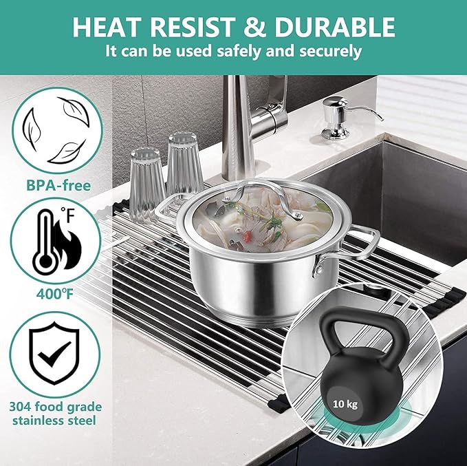 Roll-Up Dish Drying Rack – Space-Saving Sink Organizer